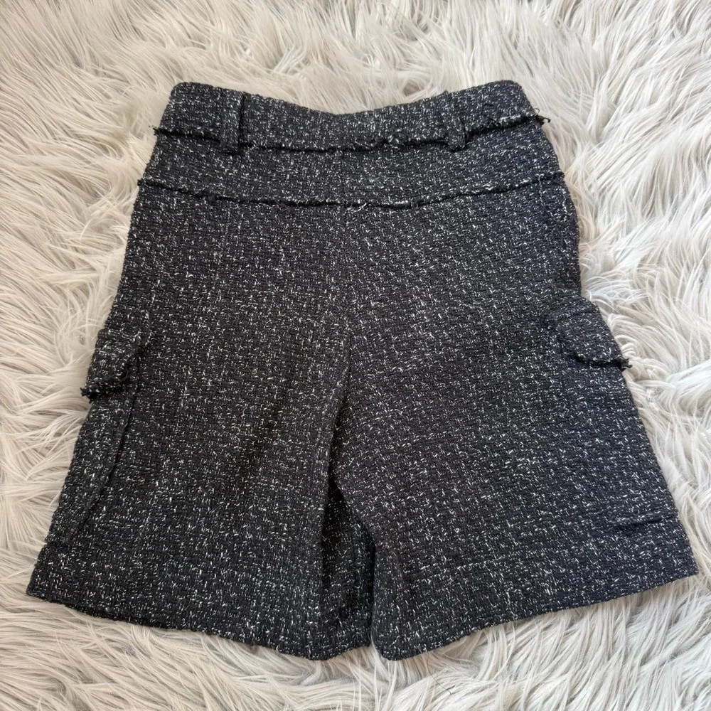 ZARA Girls Black Tweed Cargo Shorts Size 8